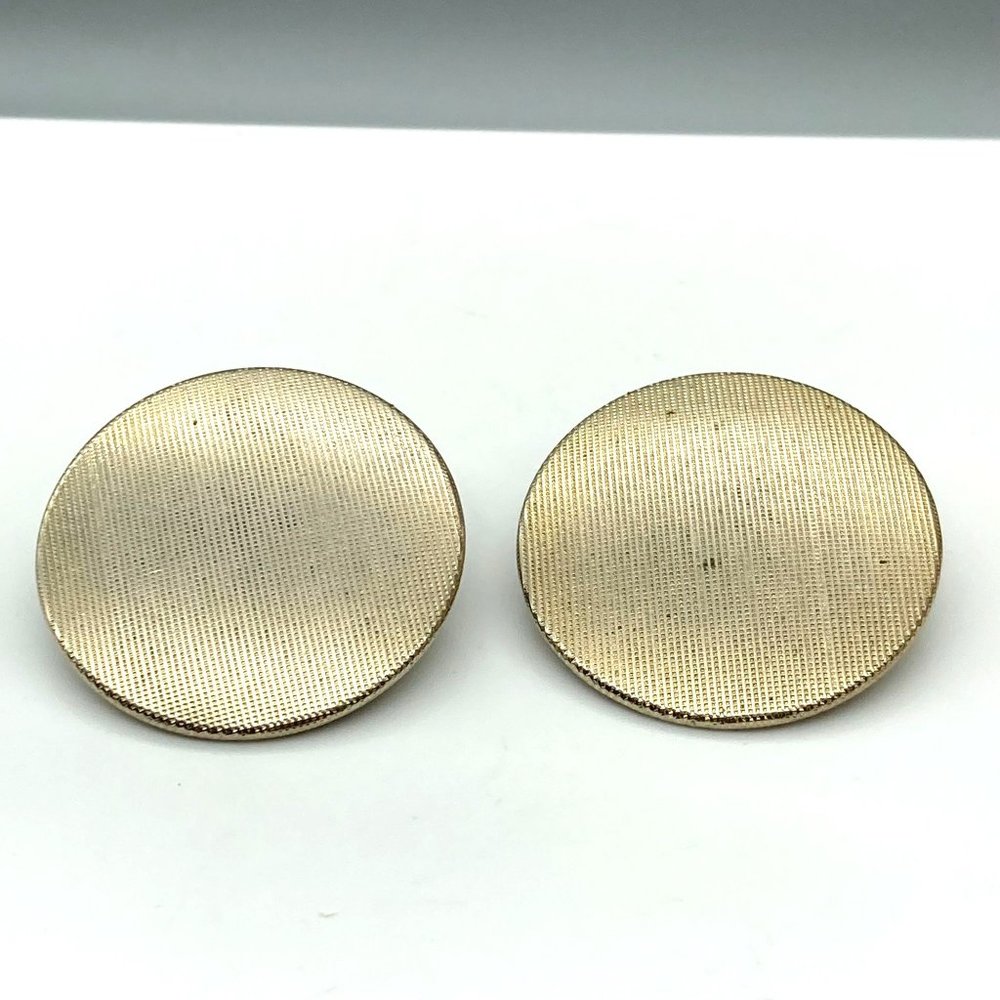 Textured Metal Dome Button Earrings, Vintage Clip On Minimalist Fashion